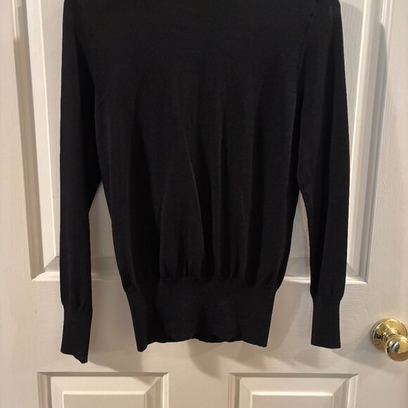 Doncaster Women's Black Button-up Cardigan Sweater with Silk Scarf ~ Small ~ EUC - Picture 5 of 5